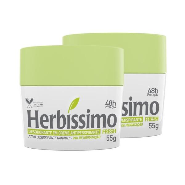 Imagem de Kit Desodorante Creme Antitranspirante Fresh Herbíssimo 55G - 2 unidades