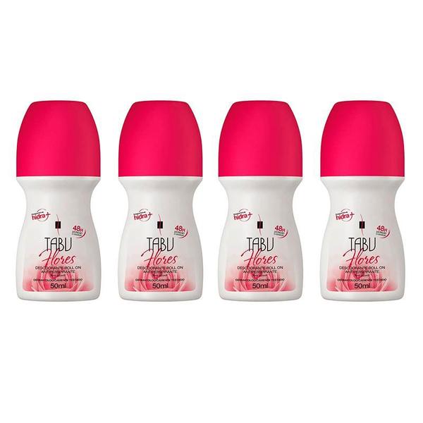 Imagem de Kit Desodorante Roll-On Antitranspirante Tabu Flores 50Ml C/ 4 unidades