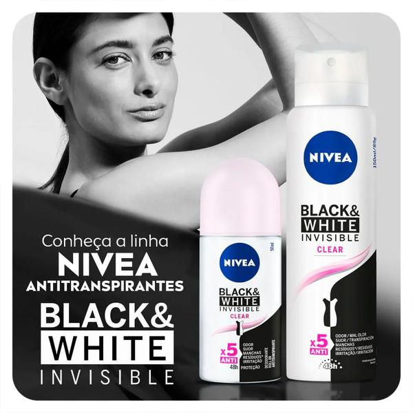 Imagem de Kit Desodorante Roll On Nívea Invisible Black e White Clear 50ml - 2 Unidades