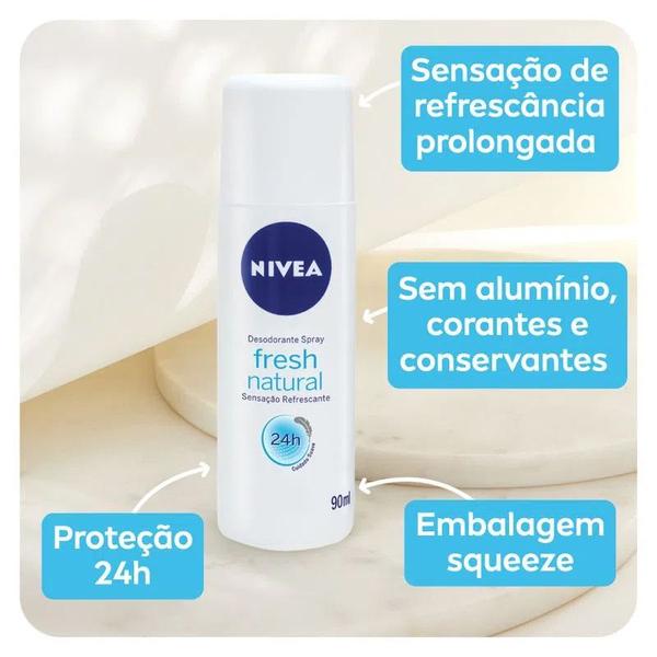 Imagem de Kit Desodorante Spray Nivea Fresh Natural 90ml c/06 unidades