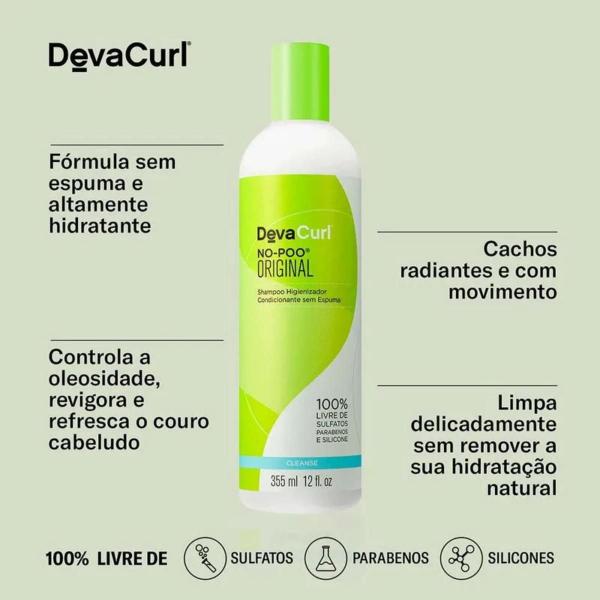 Imagem de Kit Deva Curl No-Poo Original Shampoo 355ml + Condicionador 355ml + Styling Cream 250g