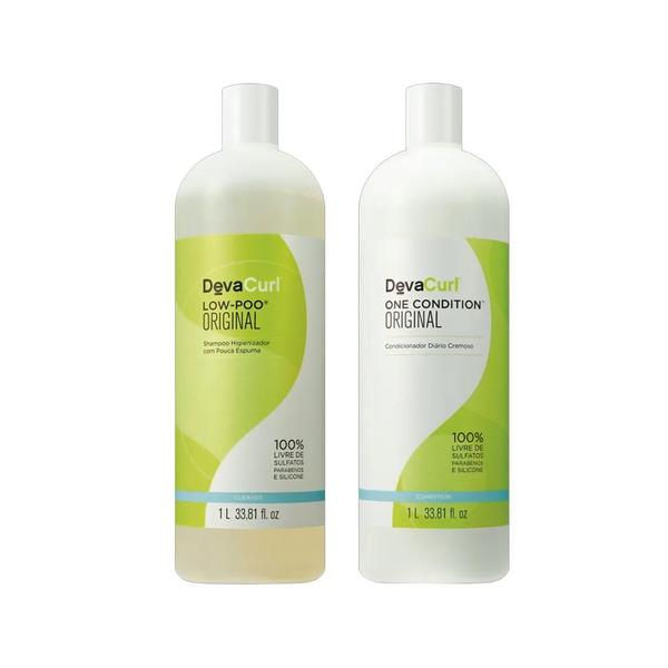 Imagem de Kit Deva Curl Original - Shampoo Low-Poo 1000 ml + Condicionador 1000 ml