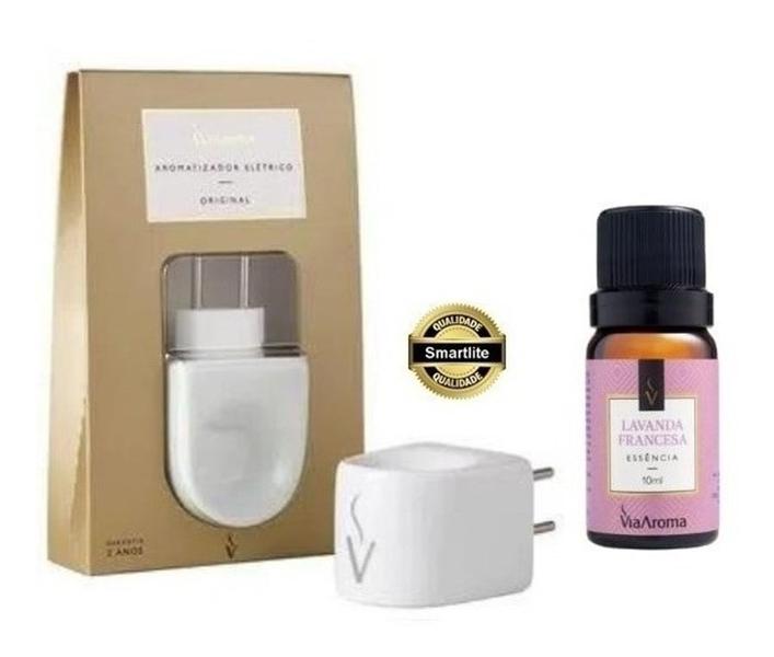 Imagem de Kit Difusor Aromatizador Eletrico de Porcela Via Aroma Com Essencia 10ml Original