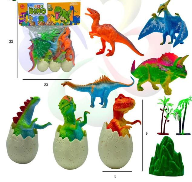 Imagem de kit dinossauros de borracha com ovos- 10 peças