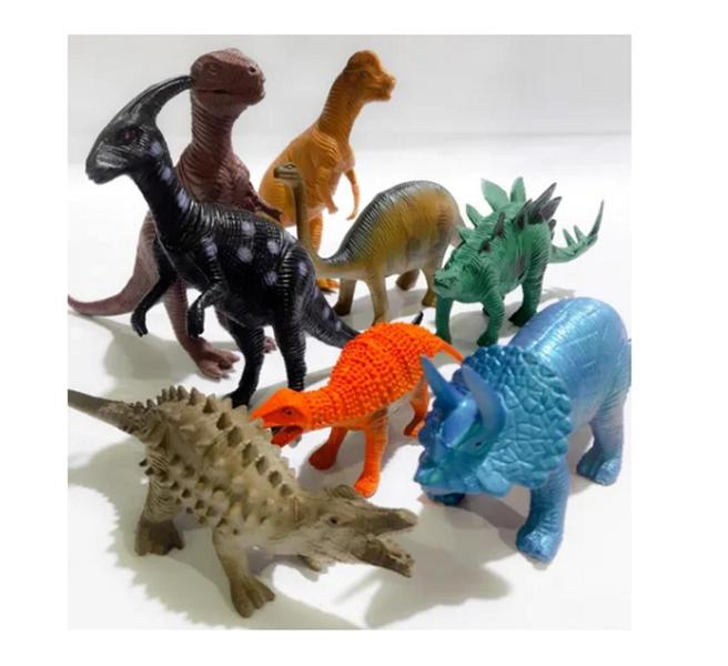 Imagem de Kit Dinossauros Pacote Com 8 Unidades Dino World Emborrachado