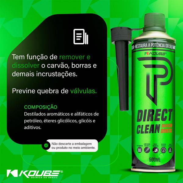 Imagem de Kit Direct Clean 500ml Aditivo P/ Injeção Direta KOUBE (2 UND)