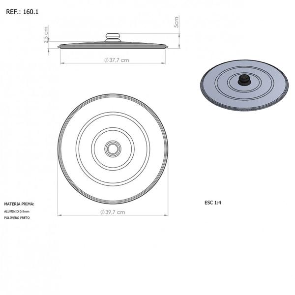 Imagem de Kit Disco Arado 38,5cm C/ Cabo Madeira 56.1  E Tampa 160.1