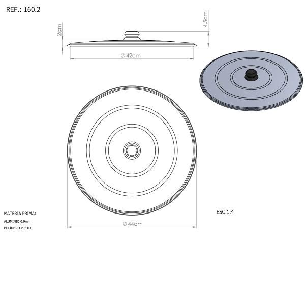 Imagem de Kit Disco Arado 43cm Borda 7cm 51.1 E Tampa Alumínio 160.2