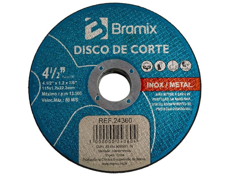 Imagem de Kit Disco De Corte Em Metal / Inox 1,2mm x 2,2mm Reforçado Em Malha De Vidro Bramix 