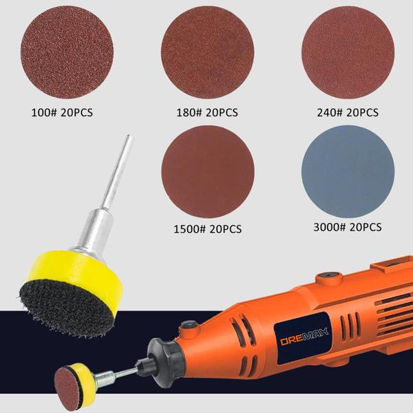 Kit Disco De Lixa Base Aderente 102 Pçs Para Micro Retíficas - Dremax Imagem de Kit Disco De Lixa Base Aderente 102 Pçs Para Micro Retíficas