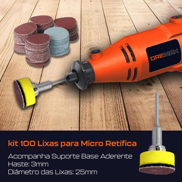 Kit Disco De Lixa Base Aderente 102 Pçs Para Micro Retíficas - Dremax Imagem de Kit Disco De Lixa Base Aderente 102 Pçs Para Micro Retíficas