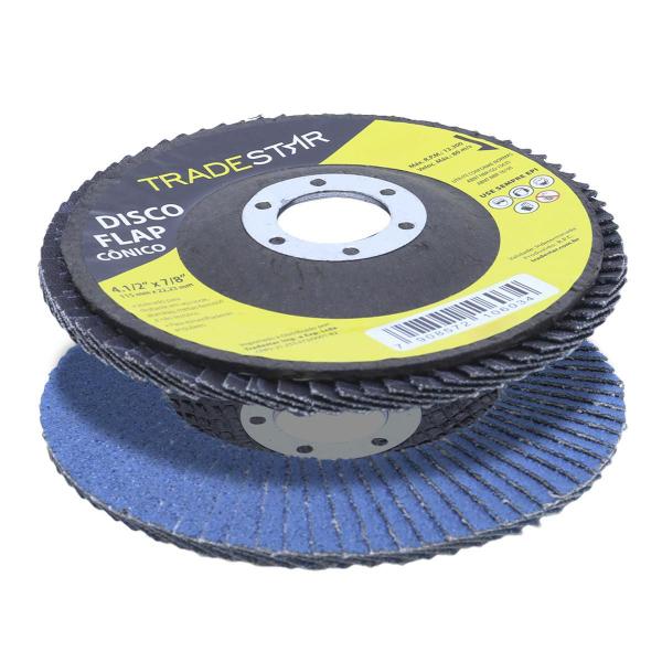 Kit Disco De Lixa Flap 4.1/2 Grão 80 Para Lixadeira 10 Un - Tradestar Imagem de Kit Disco De Lixa Flap 4.1/2 Grão 80 Para Lixadeira 10 Un