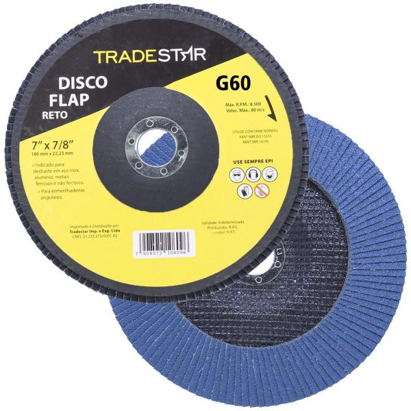 Kit Disco De Lixa Flap 7 Pol Grão 60 Lixadeira 05 Un Reto - Tradestar Imagem de Kit Disco De Lixa Flap 7 Pol Grão 60 Lixadeira 05 Un Reto