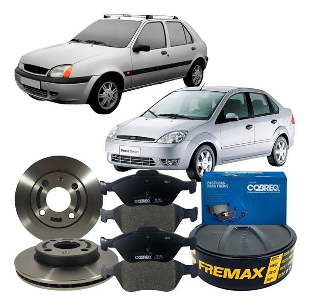 Imagem de Kit Disco Freio Ventilado Pastilha Fiesta Sedan 2002 Á 2010