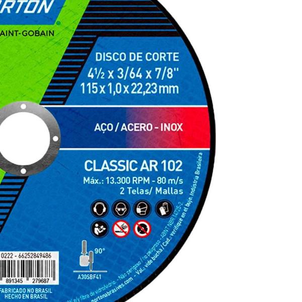 Imagem de Kit Discos de Corte Fino para Inox 100 Unidades Classic NORTON