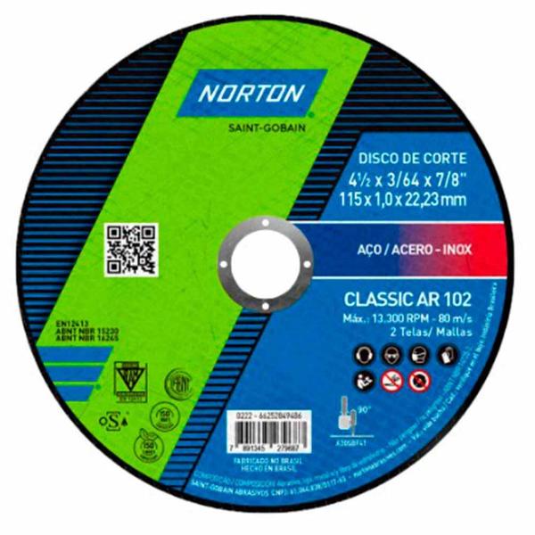 Imagem de Kit Discos de Corte Fino para Inox 25 Unidades Classic NORTON