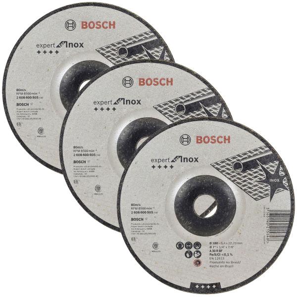 Imagem de Kit Discos de Desbaste p/ Inox 3 Peças 7" x 7/8" Bosch