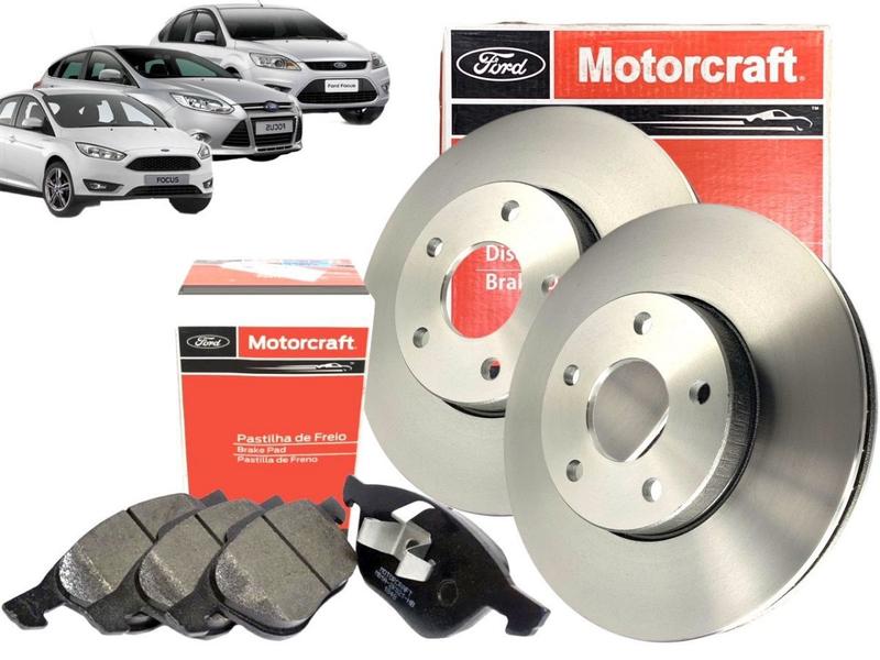 Imagem de Kit Discos Freio Focus 2009 A 2019 Hatch/Sedan + Pastilhas Freio Original Ford