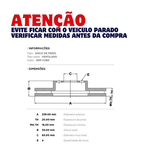 Imagem de Kit Discos + Pastilha Freio Dianteiro Gol Parati Saveiro 92