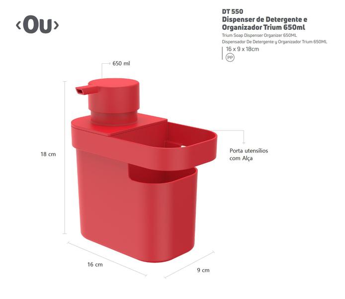 Imagem de Kit Dispenser De Detergente 650ml + Rodo de Pia Trium - Ou