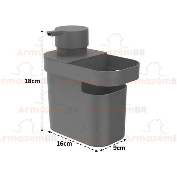 Imagem de KIT Dispenser Detergente Líquido Organizador Filtro Ralo Rodo Pia Cozinha Chumbo - Ou