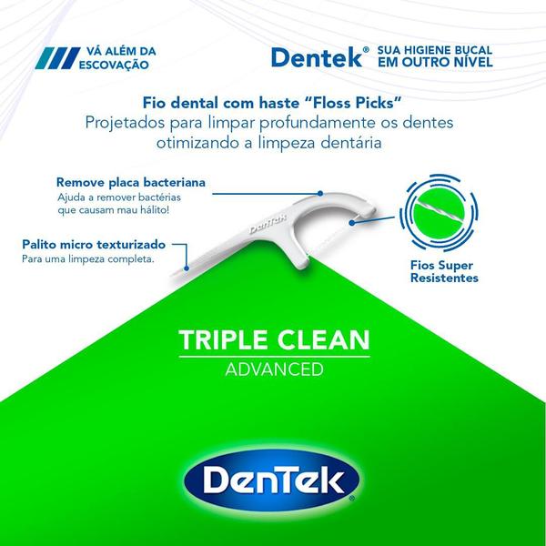 Imagem de Kit Dispenser para Fio Dental Dentek Floss Picks Triple Clean Advanced Clean 180 unidades