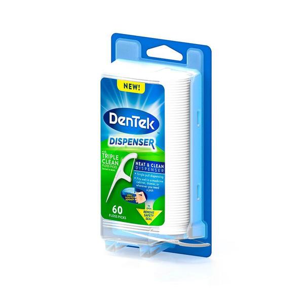 Imagem de Kit Dispenser para Fio Dental Dentek Floss Picks Triple Clean Advanced Clean 240 unidades