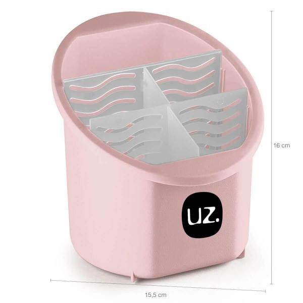 Imagem de Kit Dispenser Porta Detergente com Suporte de Esponja e Escorredor de Talheres Rosa UZ