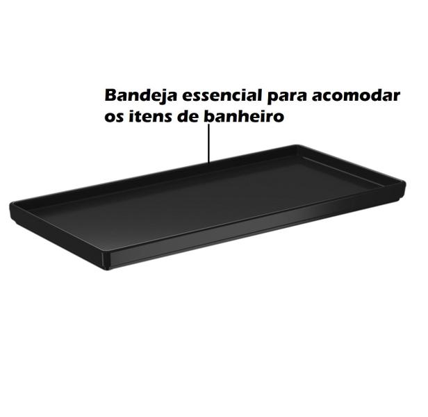 Imagem de Kit Dispenser Porta Escova Creme Dental Saboneteira Com Bandeja Banheiro New Square Preto - Coza