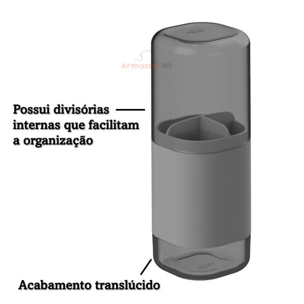 Imagem de Kit Dispenser Porta Sabonete Líquido Suporte Escova Dente Creme Dental Banheiro Chumbo Dual - CDB 900 Ou