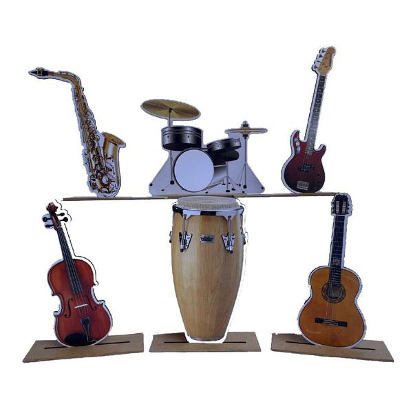 Imagem de Kit Display de Mesa 6 Peças Festa Instrumentos Musicais MDF