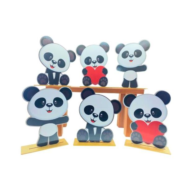 Imagem de Kit Display de Mesa 6 Peças Para Festa Panda MDF