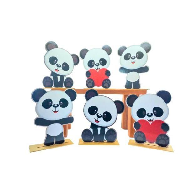 Imagem de Kit Display de Mesa 6 Peças Para Festa Panda MDF