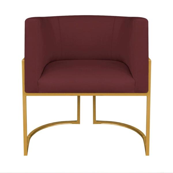 Imagem de Kit Divã Luna 140cm Lado Direito e 01 Poltrona Base de Ferro Dourado Suede Bordo