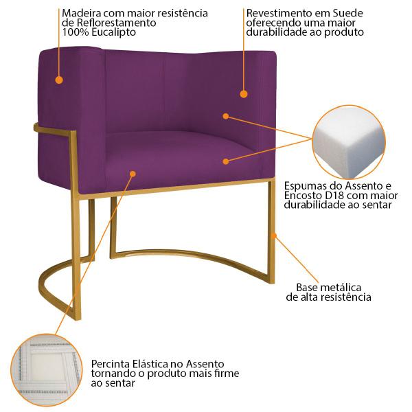 Imagem de Kit Divã Luna 140cm Lado Direito e 01 Poltrona Base de Ferro Dourado Suede