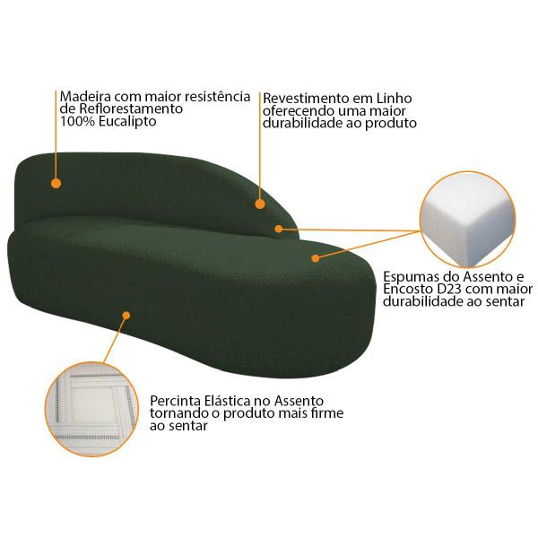 Imagem de Kit Divã Luna 140cm Lado Direito e 01 Poltrona Base de Ferro Preto Linho