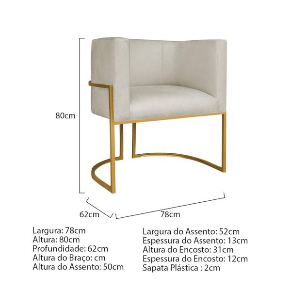 Imagem de Kit Divã Luna 140cm Lado Direito e 02 Poltronas Base de Ferro Dourado Bouclé Bege