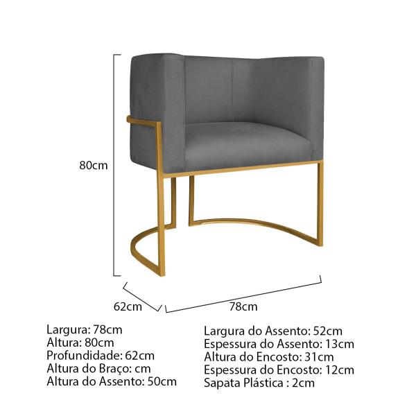 Imagem de Kit Divã Luna 140cm Lado Direito e 02 Poltronas Base de Ferro Dourado Linho