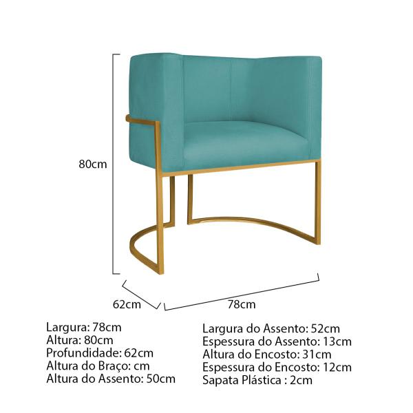 Imagem de Kit Divã Luna 140cm Lado Direito e 02 Poltronas Base de Ferro Dourado Suede