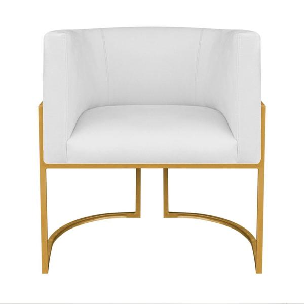 Imagem de Kit Divã Luna 140cm Lado Direito e 02 Poltronas Base de Ferro Dourado Suede Branco