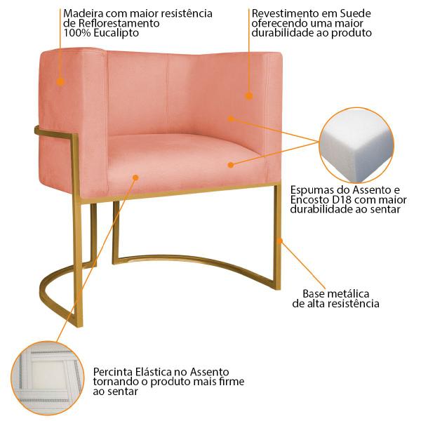 Imagem de Kit Divã Luna 140cm Lado Direito e 02 Poltronas Base de Ferro Dourado Suede