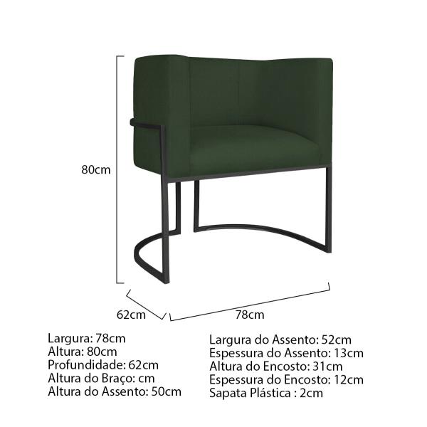 Imagem de Kit Divã Luna 140cm Lado Direito e 02 Poltronas Base de Ferro Preto Linho