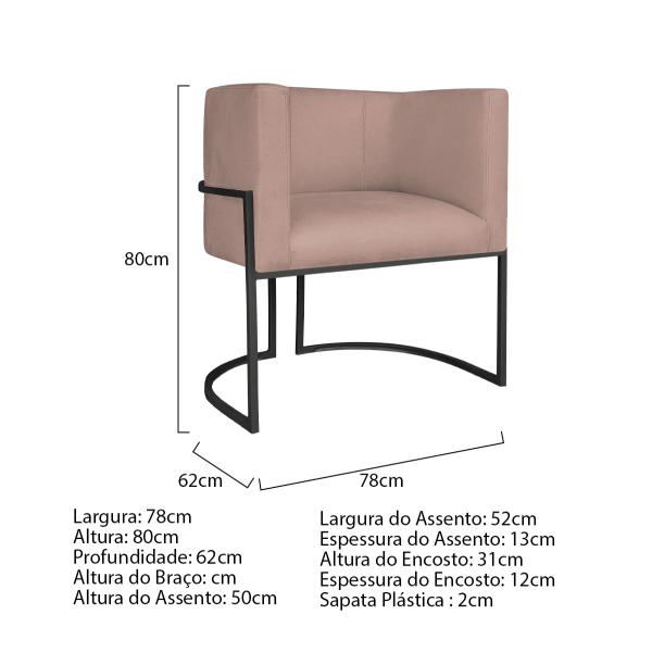 Imagem de Kit Divã Luna 140cm Lado Direito e 02 Poltronas Base de Ferro Preto Linho