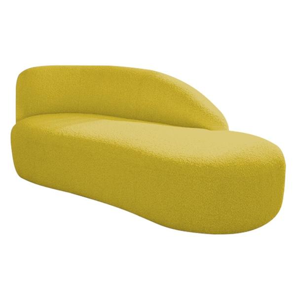 Imagem de Kit Divã Luna 140cm Lado Direito e 02 Poltronas Base de Ferro Preto Suede Amarelo