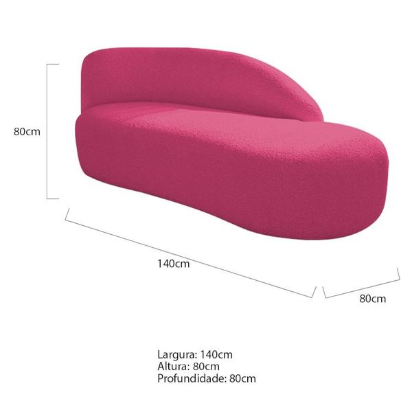 Imagem de Kit Divã Luna 140cm Lado Direito e 02 Poltronas Base de Ferro Preto Suede Pink