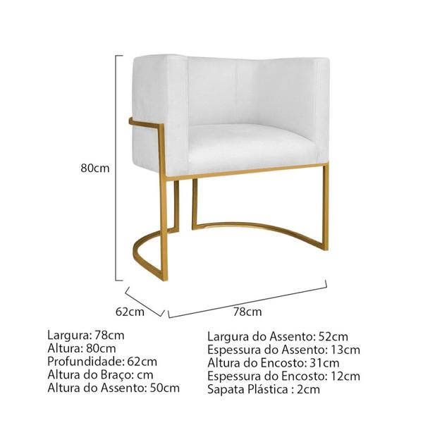 Imagem de Kit Divã Luna 140cm Lado Esquerdo e 01 Poltrona Base de Ferro Dourado Suede Branco