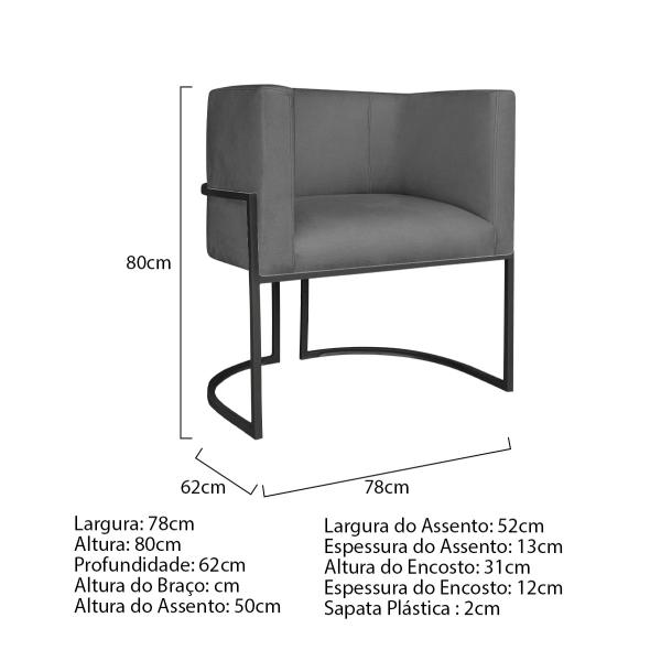 Imagem de Kit Divã Luna 140cm Lado Esquerdo e 01 Poltrona Base de Ferro Preto Linho