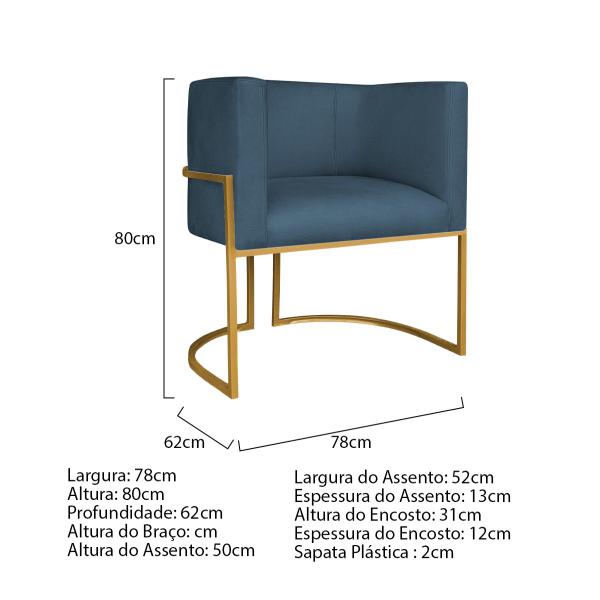 Imagem de Kit Divã Luna 140cm Lado Esquerdo e 02 Poltronas Base de Ferro Dourado Linho