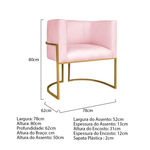 Imagem de Kit Divã Luna 140cm Lado Esquerdo e 02 Poltronas Base de Ferro Dourado Suede