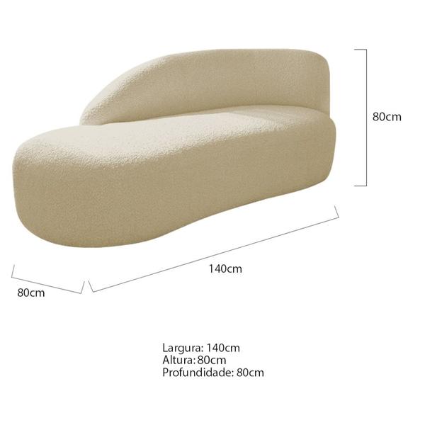 Imagem de Kit Divã Luna 140cm Lado Esquerdo e 02 Poltronas Base de Ferro Dourado Suede Bege